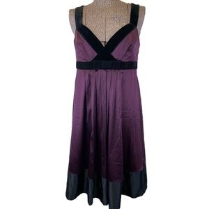 Banana Republic 94% Purple Silk Stretch Empire Waist Party Dress Velvet size 12